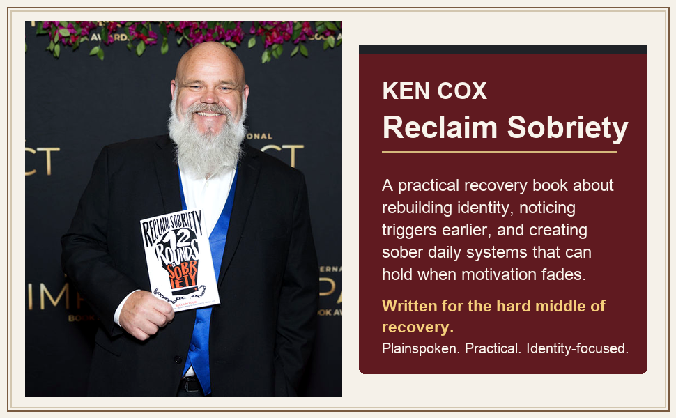 Ken Cox holding the Reclaim Sobriety book
